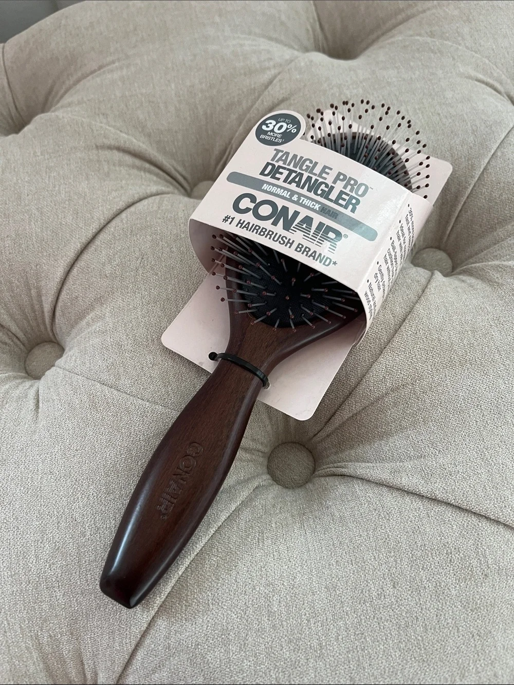 Tangle Pro Detangler Paddle Brush - Wooden & Dark Brown